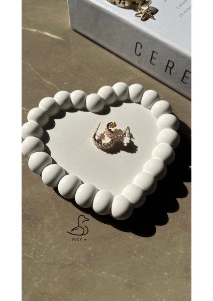 Baloncuklu Kalp Şeklinde Taş Tozu Dekoratif Takı Tabağı fiyatları