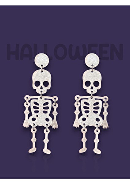 Halloween Cadılar Bayramı Gece Parlayan Fosforlu Iskelet Özel Tasarım Küpe modelleri