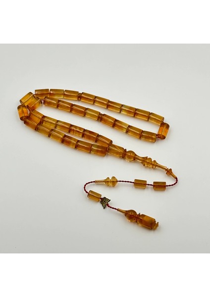 Emine Reşvani Usta Işçilikli Şeffaf Sarı Hareli Sıkma Kehribar Tespih modelleri