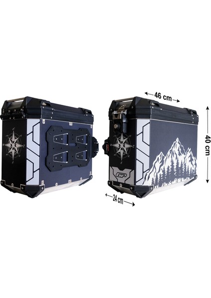 DSN04 Universal 40 Lt x 2 Desenli Alüminyum Motosiklet Yan Çanta Seti
