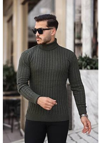 Erkek Slim Fit Dar Kesim Balıkçı Yaka Triko Kazak