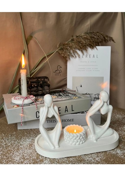 Soyut Düşünür Insan Figürü ve Örgü Desenli Mumluk Set 2’li fiyatları