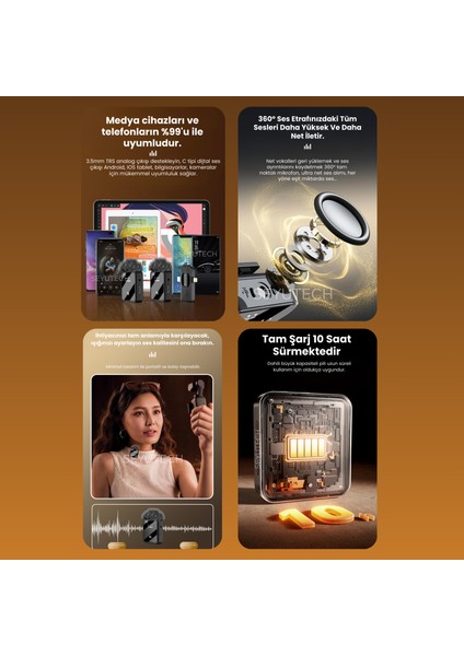 Kablosuz Tüylü Yaka Mikrofonu Wireless Şarj Kutulu Canlı Yayın Ios ve Android Uyumlu Yaka Mikrofonu fiyatları