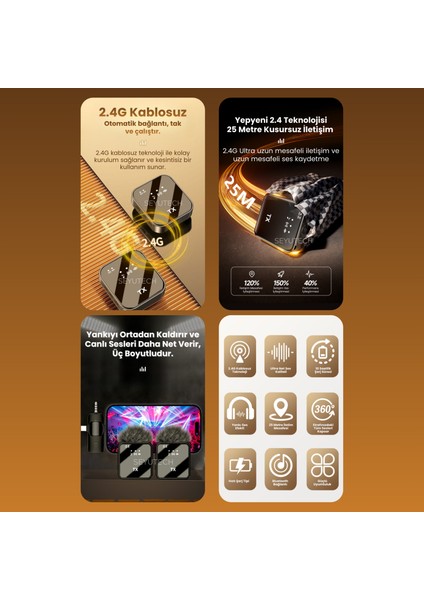 Kablosuz Tüylü Yaka Mikrofonu Wireless Şarj Kutulu Canlı Yayın Ios ve Android Uyumlu Yaka Mikrofonu modelleri