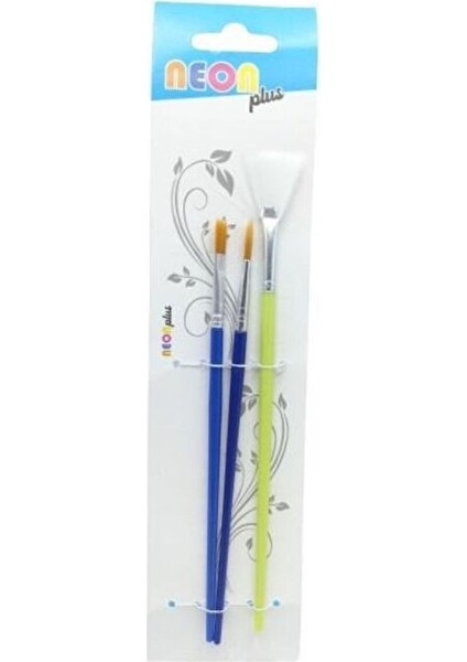 Yağlı & Akrilik Boya Yelpaze Uçlu ve Düz Kesik ve Yuvarlak Uçlu Fırça Seti 3'lü