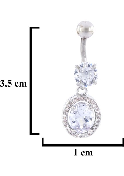 316L Çelik Yuvarlak Beyaz Zirkon Taşlı Piercing PRC-216 modelleri