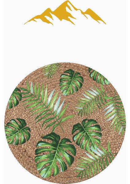 Yuvarlak Dijital Baskı Yaprak Hasır Görünümlü Modern Kaymaz Tabanlı Halı H0316 modelleri