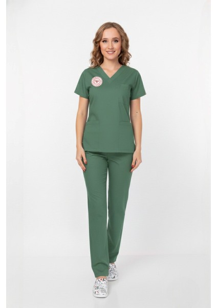 Unisex Ameliyat Yeşil Scrubs Üniforma Takım Frosty Spruce (Sağlık Bakanlığı Yeni Yönetmeliğe Uygun) fiyatları