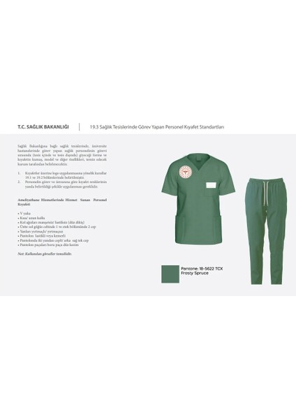 Unisex Ameliyat Yeşil Scrubs Üniforma Takım Frosty Spruce (Sağlık Bakanlığı Yeni Yönetmeliğe Uygun)