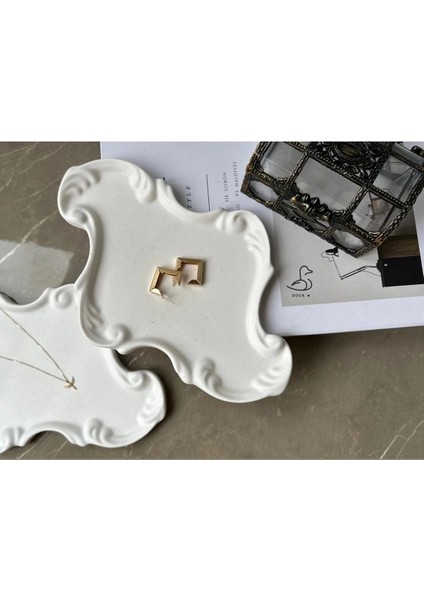 Dantel Desenli Taş Tozu Dekoratif Tabak