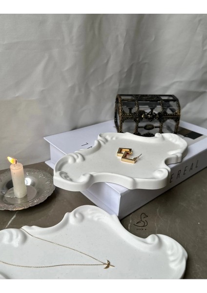 Dantel Desenli Taş Tozu Dekoratif Tabak indirimleri