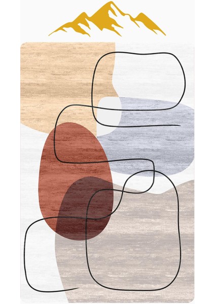 Modern Desenli Dijital Baskı Kaymaz Taban Halı H0294 modelleri