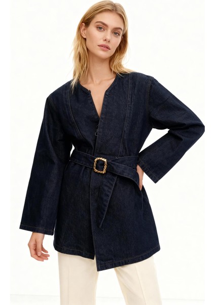 0083 Kemerli Jean Ceket Laci