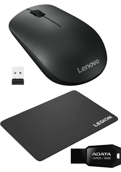 400 Kablosuz Mouse + Lenovo Legion Oyuncu Mouse Pad + Adata 16GB USB Bellek (3’lü Set) – Şık, Kullanışlı ve Uygun Fiyatlı Kombin
