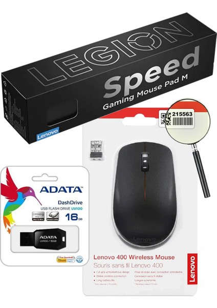 400 Kablosuz Mouse + Lenovo Legion Oyuncu Mouse Pad + Adata 16GB USB Bellek (3’lü Set) – Şık, Kullanışlı ve Uygun Fiyatlı Kombin fiyatları