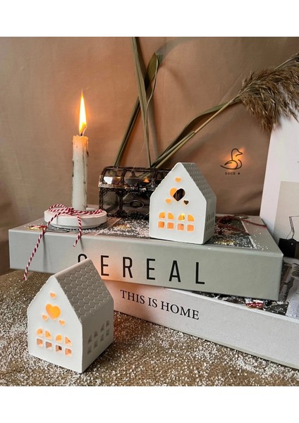 Çukur Ev Şeklinde Tealight Mumluk 2’li 10-8 cm