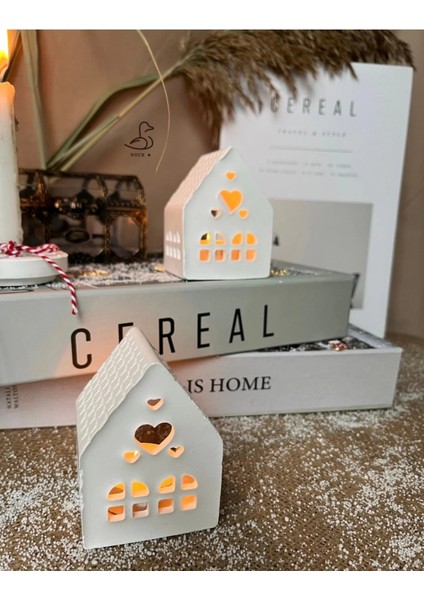 Çukur Ev Şeklinde Tealight Mumluk 2’li 10-8 cm modelleri