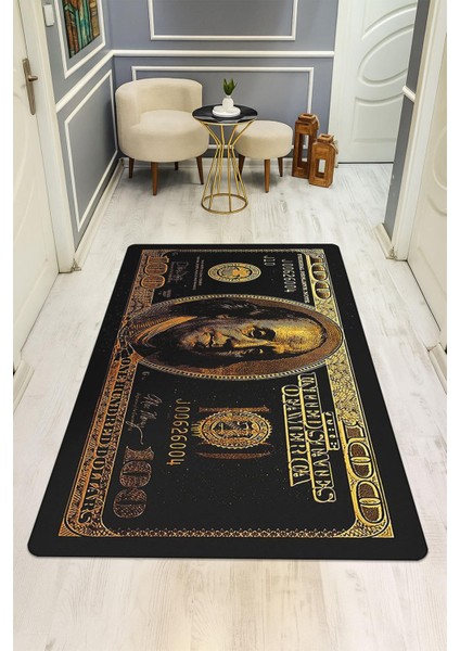 Modern Dolar Desen Dijital Baskı Kaymaz Taban Halı H0170