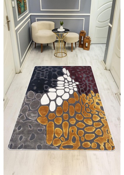 Modern Desenli Dijital Baskı Kaymaz Taban Halı H1112