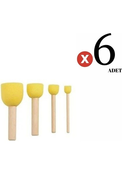 Sünger Tampon Fırça Seti 4'lü (Ponpon Fırça) 6 Adet Set