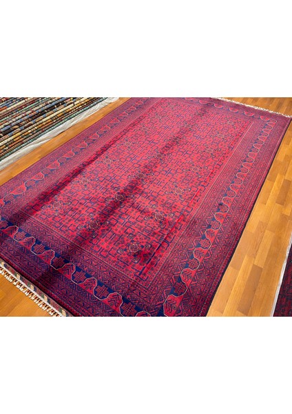 El Dokuma Afgan Halı Yıldız Desenli Bordo Renk 6 Metre Kare fiyatları