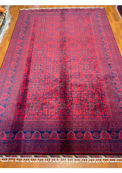 El Dokuma Afgan Halı Yıldız Desenli Bordo Renk 6 Metre Kare modelleri