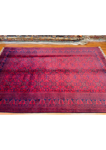 El Dokuma Afgan Halı Yıldız Desenli Bordo Renk 6 Metre Kare fırsatları
