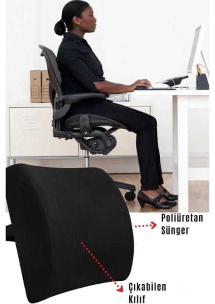 Unisex Siyah Ortopedik Bel Sırt Desteği, Konfor ve Duruş Için