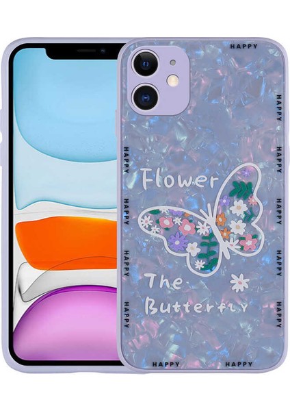 iPhone 11 Uyumlu Desenli Sert Silikon Mrsa Mumila Kapak-Lilac Flower
