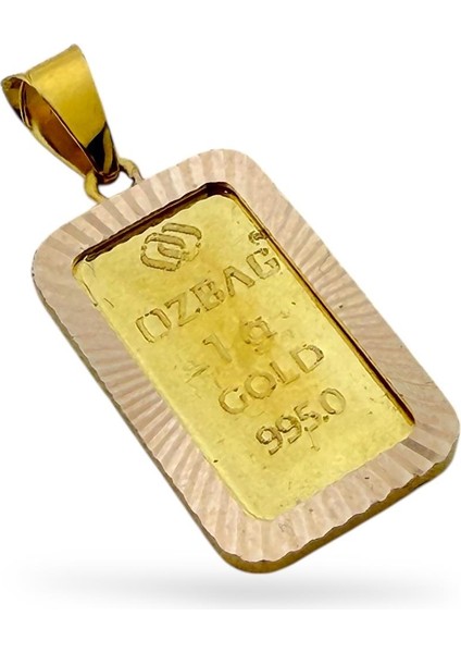 1 gr 24 Ayar Altın Külçe Dahil Çerçeve Kolye Ucu