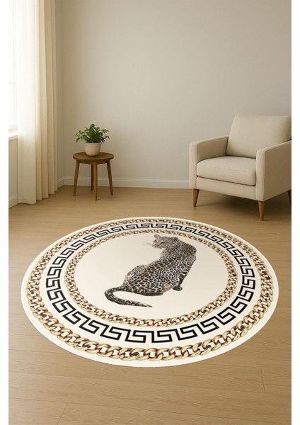 Leopar Modern Desenli Yuvarlak Dijital Baskı Kaymaz Tabanlı Halı H0335 fiyatları