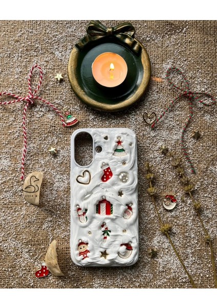 Iphone 16 Uyumlu Kış Konsept El Yapımı Telefon Kılıfı