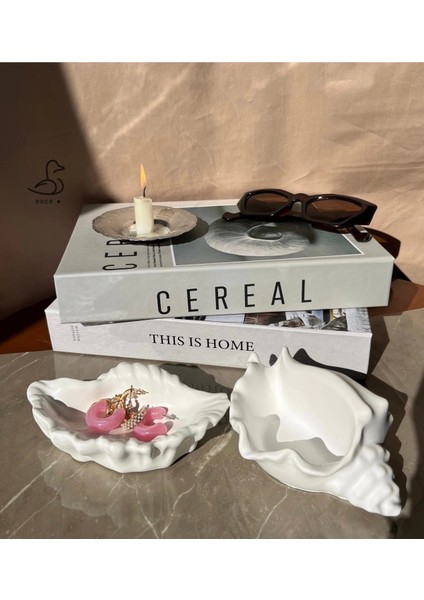 Deniz Kabuğu Şeklinde Dekoratif Obje/mumluk 2’li 15-10 cm modelleri