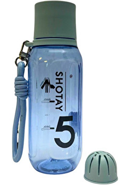 Tritan Motivasyon Matarası Detoks Suluk – 600 Ml, Bpa Free, Meyve Infuserli, Askılı - ST7117 - Mavi