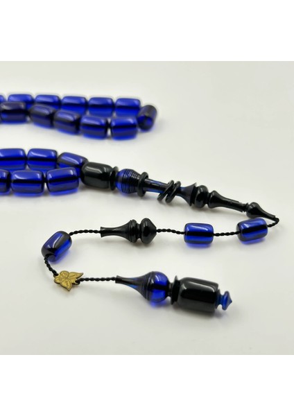 Emine Reşvani Usta Işçilikli Mavi Halkalı Imame Kapsül Kesim Ateş Kehribar Tespih