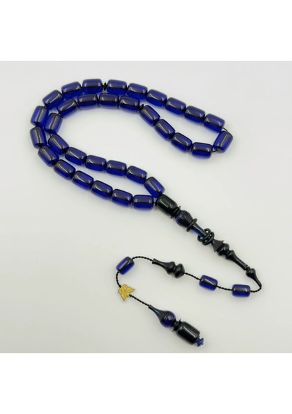 Emine Reşvani Usta Işçilikli Mavi Halkalı Imame Kapsül Kesim Ateş Kehribar Tespih