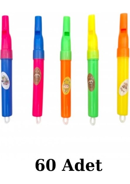 60 Adet Plastik Kuş Dili Düdük