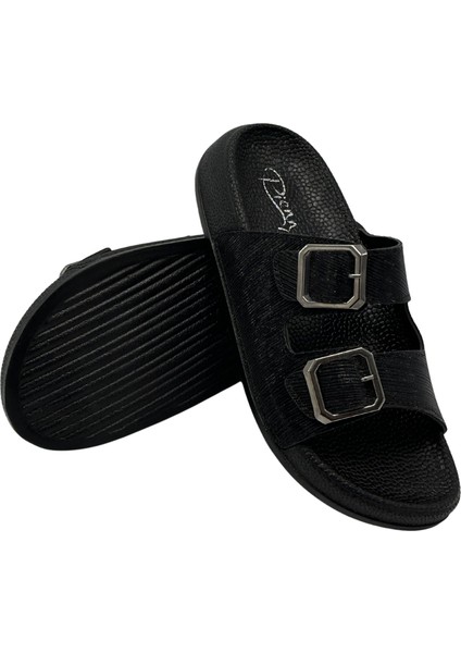 Kadın Ortopedik Taban Siyah Desen Rahat Günlük Kullanım ve Plaj Terliği indirimleri