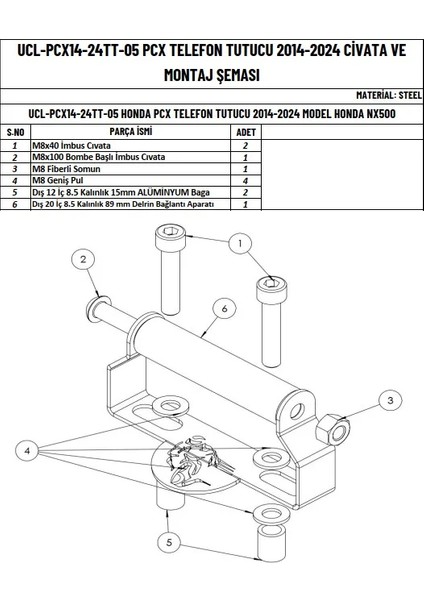 Honda Nx 500 ve Honda Pcx (2021-2024) Uyumlu Telefon Tutucu fiyatları
