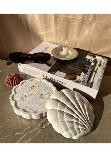 Istiridye Görünümlü Kapaklı Inci Toz Mumluk indirimleri