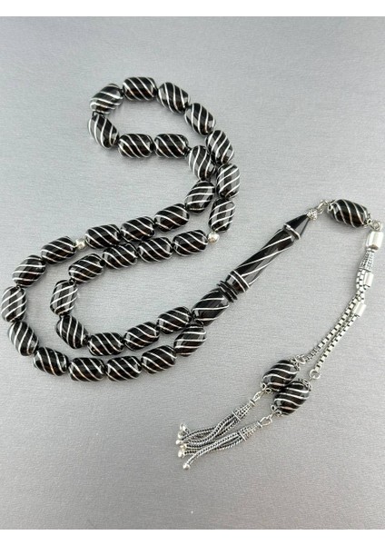 Usta Işi 1000 Ayar Gümüş Işlemeli Erzurum Oltu Tesbih