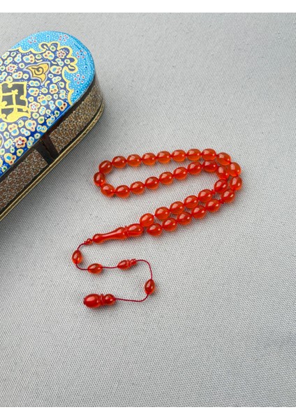 Usta Imzalı Hareli Eski Alman Zar Sıkma Kehribar Tespih Koleksiyonluk Parça