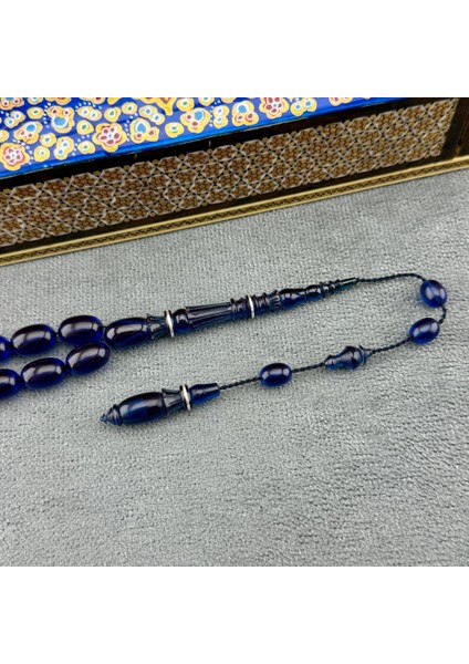 Usta Işçilikli Nakkaş Imame Mavi Alman Sıkma Kehribar Tespih fiyatları