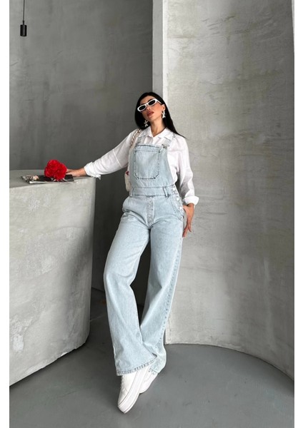 Lzrdwzrd Pantolon Kar Yıkama Salopet Mavi D2514 (Beden: 40)