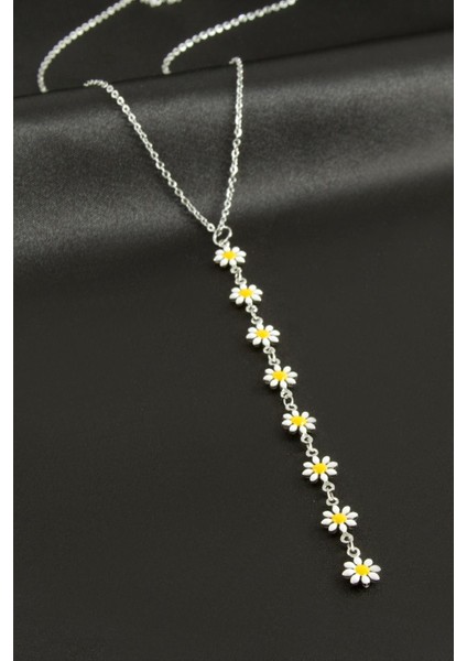 Papatya Mineli Çelik Y Kolye