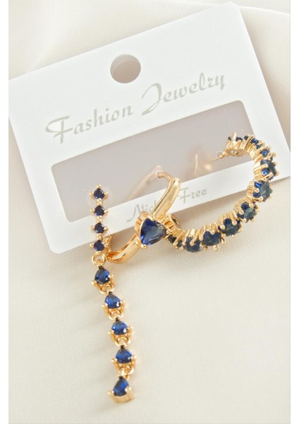 3 Adet Kalp Zirkon Taşlı Küpe