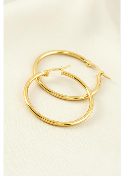 Halka Lüks Çelik Küpe 4 cm