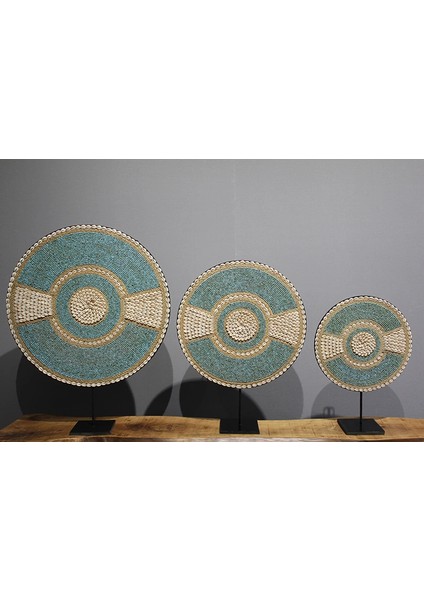 3'lü Deniz Kabuğu Işlemeli Dekoratif Obje 3natural-16