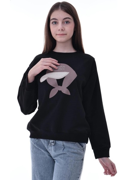 Şapka Baskılı Kız Çocuk Sweat 2049