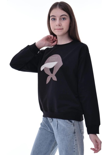 Şapka Baskılı Kız Çocuk Sweat 2049 modelleri